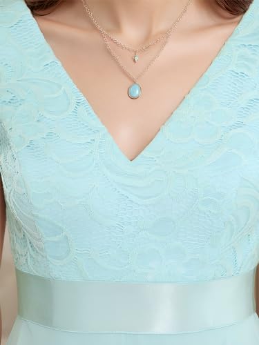 Image of Ever-Pretty Women's Spring V Neck Lace Chiffon A Line Prom Dresses Semi Formal Cocktail Wedding Guest Dress 0207