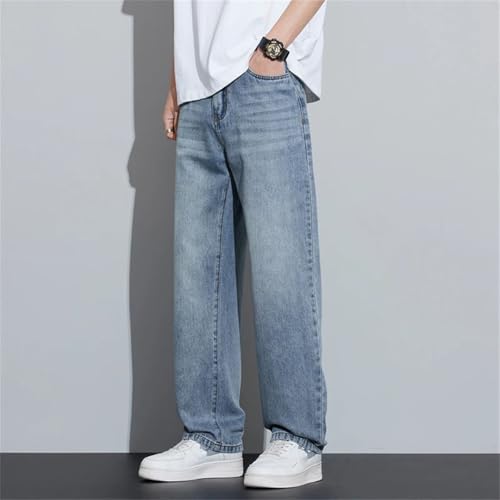 Men's Vintage Nostalgic Jeans Blue Gray Stretch Straight Comfortable Denim Trousers Pants3