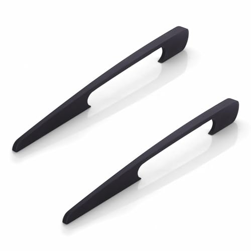 Image of LAPO 12 Inch Drawer Pull Handles for Wardrobe, Cabinet and Storage Cupboard, Comfortable Hold Shape, Strong Hardware Body, Hole to Hole Size 25.5 cm, Quick Mounting (Black, Pack of 2)