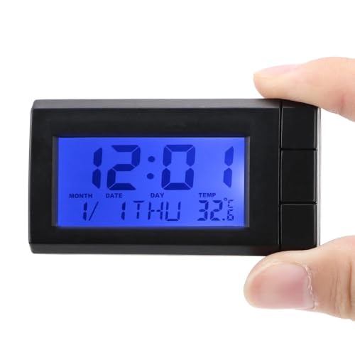 Fahrzeug Uhr Thermometer, Leuchtendes Auto Temperaturmesser, Digitales Display, Auto Dashboard Uhr mit Batterie für alle Automodelle