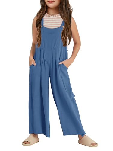 Haloumoning Mädchen Overalls Kinder Lässiger ärmelloser Jumpsuit mit...