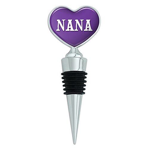 Heart Love Wine Bottle Stopper Names Female Na-Ne - Nana - Purple
