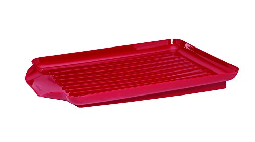 Farberware Classic Large Rust Resistant Full Dishrack with Removable 3 Compartment Flatware Caddy, Andlged Drain Board, 3-Piece, Red