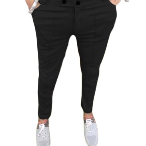 Men's Solid Full Length Pants | Soft Fabric Regular Fit Trouser-image-43
