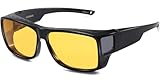CAXMAN Night Driving Glasses for Men and Women Fit Over Night Vision Glasses HD Polarized Anti Glare Yellow Tinted Lens