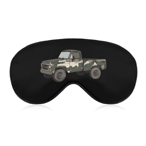 Old Truck Green Camouflage Sleep Mask Eye Shade Cover Adjustable Strap for Travel Lunch Break Women Men