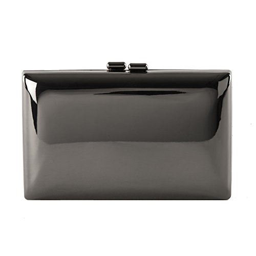 Sac d'embrayage Sabrina gris en satin brillant avec ornements strass chic