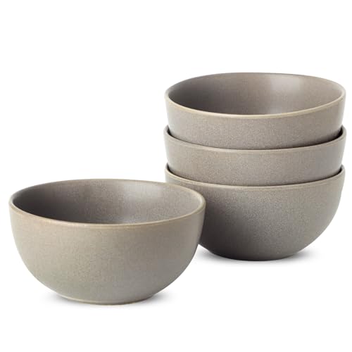 Tikooere Cereal Bowls Set of 4, 24 oz Ceramic Bowls for Kitchen, Stoneware Soup Bowls for Salad, Ramen, Snack, Dessert, Unique Housewarming Gift, Dishwasher Microwave Safe, Matte Gray