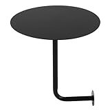 Wall-Mounted Round Bar Table, L-Shaped Iron Base Cocktail Table for Pub, Bistro, Kitchen, Modern Floating Drink Table, Small Metal Side Table for Home, Living Room, Office (Black, 15.75 * 17.72in)
