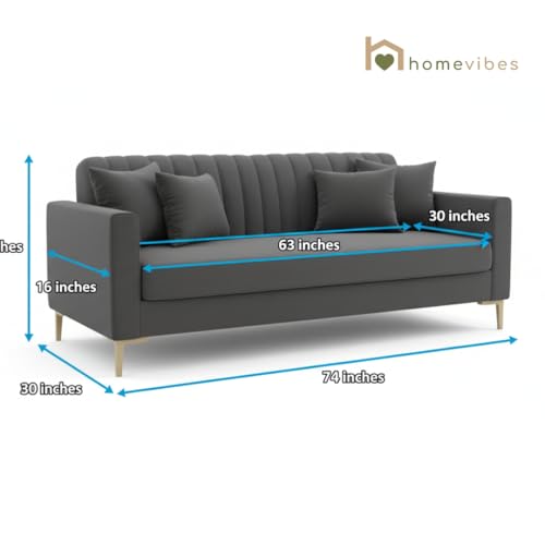 Image of 3+1+1 Seater Velum Fabric Sofa Set for Living Room, Modern Design with High Density Foam, Solid Wood Frame, Ergonomic Comfortable Seating for Home & Office (Dark Grey, 3+1+1) | Soft foam comfort, Strong wood frame