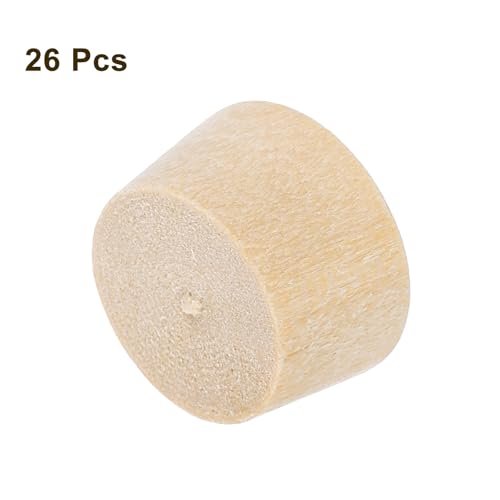 Image of uxcell 26Pcs Wood Button Plugs, 12mm /0.47 inch Flat Head Hardwood Screw Hole Plug Wooden Caps Buttons Wood Plug for Furniture Woodworking Craft Decor (13.5mm x 12mm)