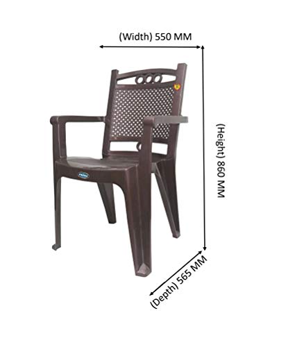 Image of Prima Plastic Chair for Living Room | Set of 2 | Chair for Home, Living Room, Multipurpose | Stackable Chair with arm | 100% Virgin Plastic | Quikr 3 (Weather Brown Colour)