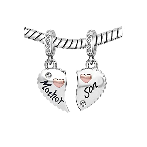Kunbead Mother Son I Love You Heart Pendant Dangle Charms For Bracelets Mom Mothers Day Jewelry Bead Charm thumb #2