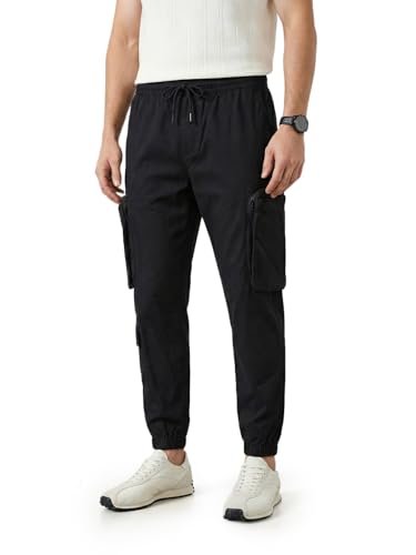 Image of The Indian Garage Co Men Mid-Rise Stretchable Relaxed Fit Cargo Joggers