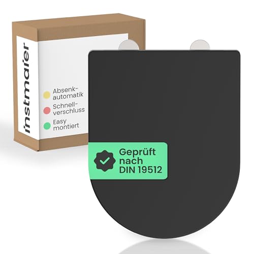 Toilettendeckel mit Absenkautomatik | Schwarz | D-Form | Duroplast