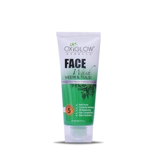 Image of OxyGlow Herbals Neem & Tulsi Face Wash 100g | For Acne Prone Skin | Controls Oil, Cleanses & Prevents Pimples | Anti Acne | Control Moisture | Oil Balancing | Fair Complexion | Skin Hydration | All Skin Type