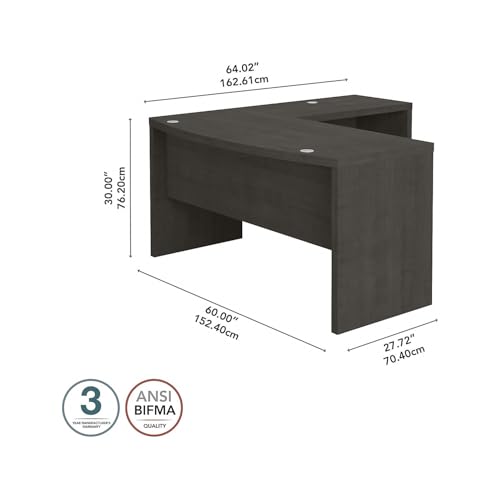 Bush Business Furniture Echo L Shaped Bow Front Office Desk in Charcoal Maple, Modern Computer Table for Home or Professional Workspace