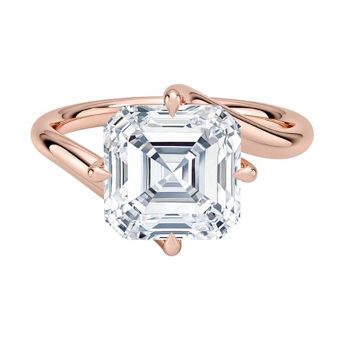 VIVARIS & CO. 4 Carat Asscher Lab Grown Diamond Solitaire Ring | 10K/14K/18K Rose Gold Lab Grown Diamond Engagement Anniversary Wedding Band Ring For Women | IGI CERTIFIED E-F Color, VVS1 Clarity