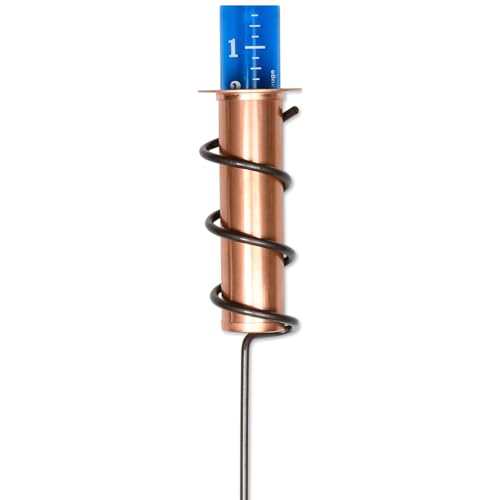 WCRG Copper Rain Gauge for Yard, Steel Stake - Outdoor Sprinkler Gauges, Shatterproof, Winter-Safe, Accurate, Decorative - The Original Floating Rain Gauge, USA Assembled & Designed