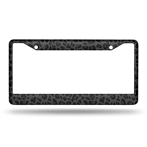 Beabes Black Animal Print License Plate Frame Leopard License Plate Holder Giraffe Cheetah Pattern Car Tag Frame License Plate Cover Car Accessories 2 Holes Novelty Auto Car Tag Vanity Gift #TOP1