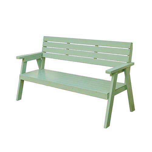 Banc de jardin en bois bleu avec dossier pour partager un moment de détente à deux