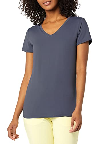 Image of Amazon Essentials Women's Active Quick Dry Tech Stretch Short-Sleeve V-Neck T-Shirt (Available in Plus Size), Pack of 2