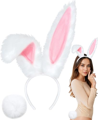 MAOSHYMS Hasenohren Haarreif und Schwanz Set für Halloween...
