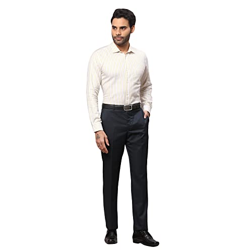 Image of Park Avenue Men's Polyviscose Blend Twill Pattern Smart Fit Flat Front Formal Trouser
