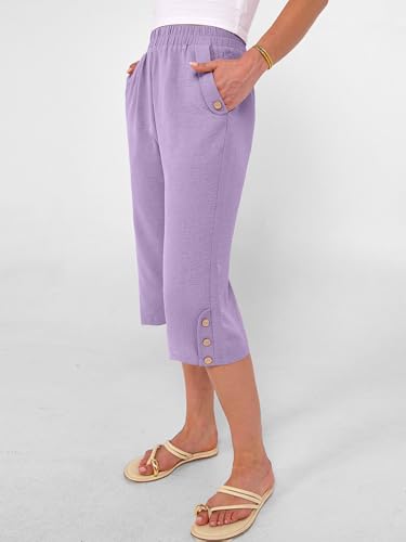 Image of ANRABESS Womens Wide Leg Capri Pants Elastic Waist Casual Loose Lounge Trousers 2026 Summer Flowy Beach Vacation Clothes