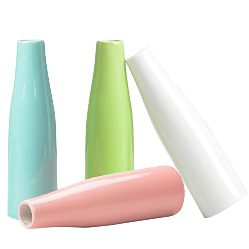 Ceramic Bud Flower Vases, 4 Pieces Colorful Conic Small Bud Decorative Floral Vase Home Decor, Connected Tubes For Flowers, Plants Floral Decor #TOP1