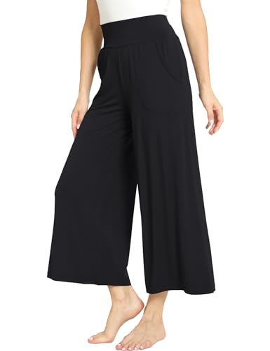 GYS Bamboo Viscose Capri Pants for Women, Wide Leg Cropped Pajama Pants, Loose Yoga Sweatpants, Palazzo Lounge Pj Bottoms2
