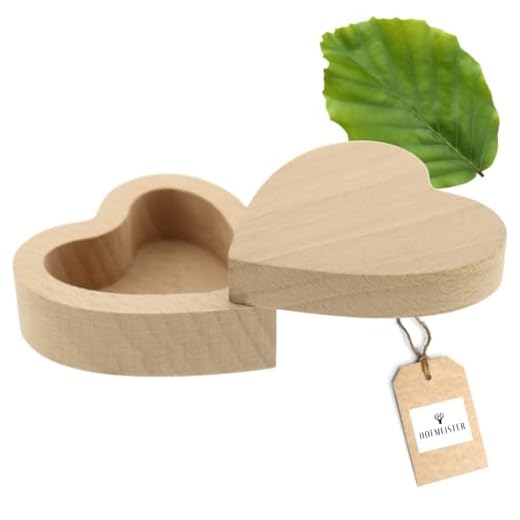 HOFMEISTER® Schmuckkästchen Herz Buchenholz - Elegante Aufbewahrungsbox für Ringe, Ohrringe & Schmuck - Handgefertigtes Accessoire, Perfekte Geschenkidee für Verliebte - 5,6 cm