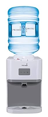 Primo Countertop Deluxe Water Dispenser, 3 Temp (Hot-Cool-Cold) Water Dispenser for 5 Gallon Bottle w/Child-Resistant Safety Feature, White/Gray