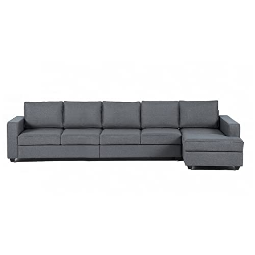 Image of Wakefit Sofa Set | 3 Year Warranty | Sofa 3 Seater, 3 Seater Sofa for Living Room, Wooden Sofa Set, 4 Seater + Right Aligned, Sofa for Living Room - Napper(Omega : Blue)
