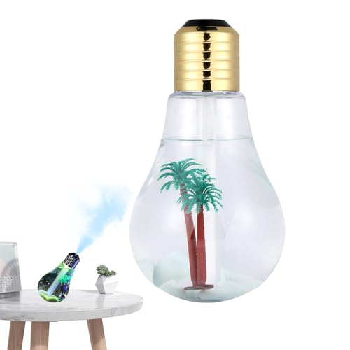 Humidificador - Humidificador portátil de 400 ml con luz de 7 colores - Diseño de bombilla silenciosa Difusor recargable para mujeres hombres bebés sueño viaje dormitorio oficina