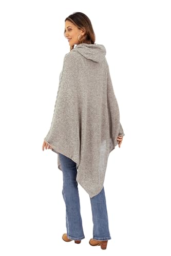 NOVICA Artisan Handmade Alpaca Blend Hooded Poncho Knit in Taupe from Peru Wool Clothing White Beige Solid ' Adventurous Style in Taupe'4