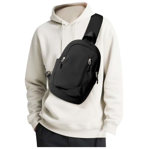 Image of Small Black Sling Crossbody Backpack Shoulder Bag for Men Women