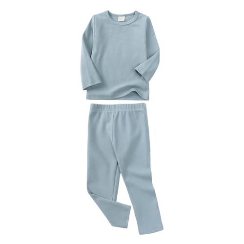 Kids Tales Little Boys&Girls 2 Pcs Solid Pajama Set Cotton Underwear Long Sleeve Sleepwear PJS