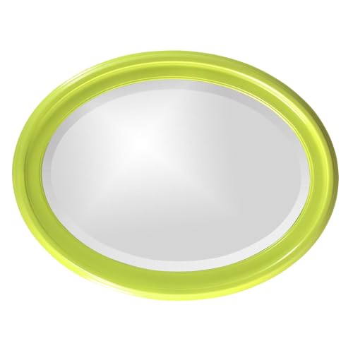 Image of Howard Elliott Collection George Oval Glossy Green Wall Mirror, Oval Bevelled Hanging Wood Framed Vanity Mirrors for Home Decor, Living Room, Bathroom, Bedroom, or Hallway, 25 x 33 Inch