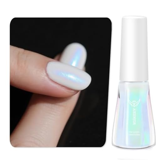 Aieenjor Pearl Effect Esmalte de uñas – 10 ml blanco perlado esmalte de uñas brillo Aurora Glizter secado rápido High Shine Based sin lámpara UV