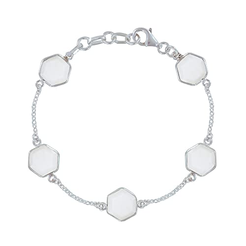 Bracelet argent 925 Les Poulettes agate blanche pour illuminer vos tenues de soirée chic