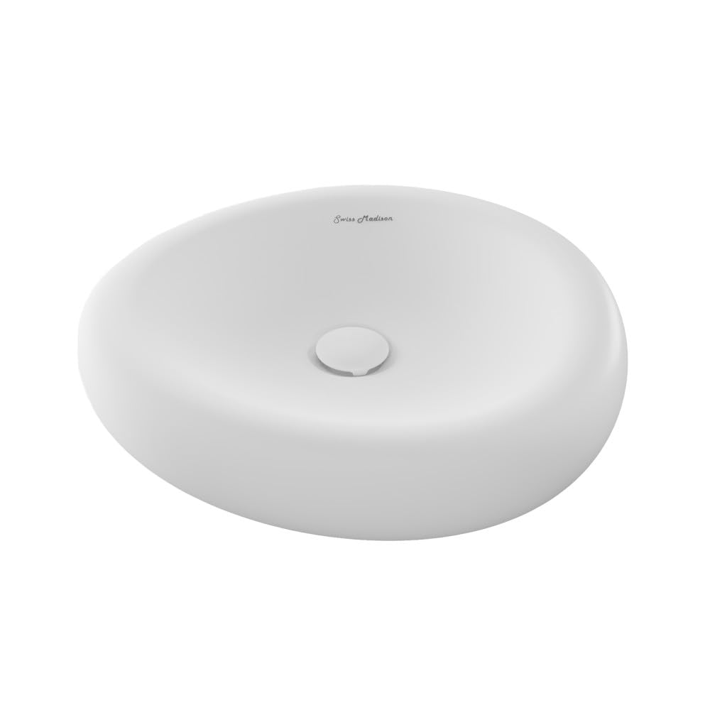 Évier rond Swiss Madison Nanterre en blanc brillant avec cuve robuste de 40,6 cm