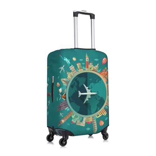 Around The Planet Print Washable Luggage Cover - Fashion Suitcase Protector Fits 18-32 Inch Luggage3