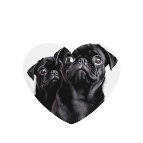 Image of Car Air Fresheners Bulk Heart Shape Hanging Car Air Freshener Fragrance Scented Cards Cute Black Pug Dog Auto Mirror Pendant Aromatherapy Tablets For Car Home Office Closet Bathroom 100 Pcs