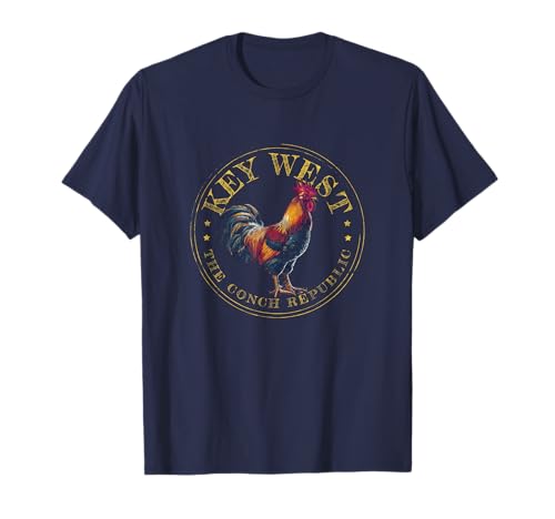 Key West Rooster FL The Conch Republic Funny Souvenir T-Shirt Small Blue
