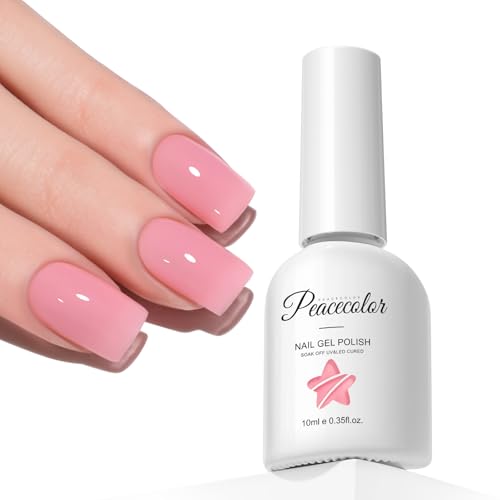 PEACECOLOR Transparent Rosa Jelly Nagellack UV, Soak Off Gel Nagellack, Jelly Gel Nagellack 10 ml, Gellack UV DIY Naglar Startpaket
