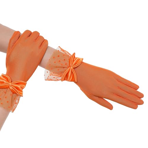 BABEYOND Lace Gloves for Women - Bow Short Prom Gloves Evening Elegant Accessories for Wedding Opera Party