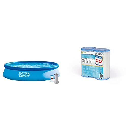 Intex kit Piscine Easy Set autoportante (ø) 3,96 x (h) 0,84m & Lot de 2 Cartouches a
