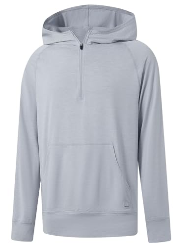 M MAELREG Hoodies For Men Long Sleeve Kangaroo Pocket Lightweight Heather Golf Quarter Zip Mens Sweatshirts Hoodies Pullover