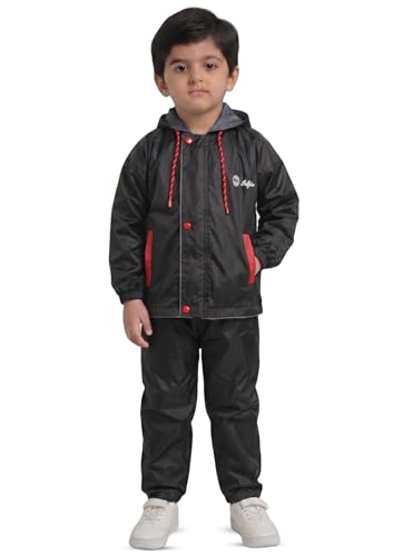 Image of Boys Boys Solid Polyester Raincoat and Elastic Pant Set
